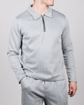Blue Herringbone Half Zip Shirt