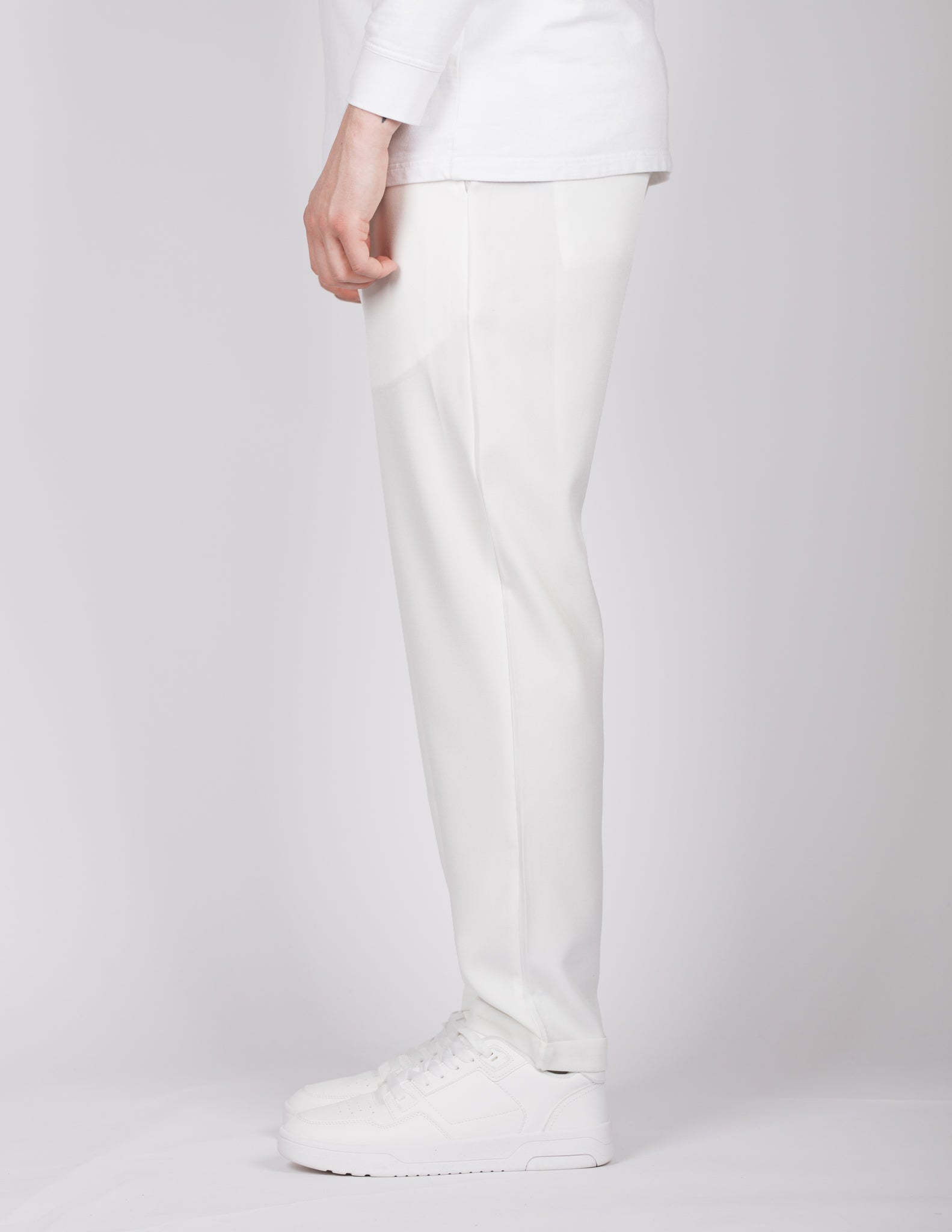 White Drawstring Casual Trousers