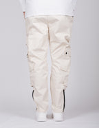 Beige Button Detail Cargo Joggers
