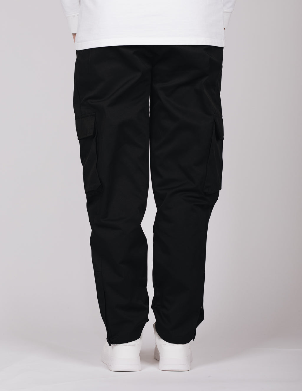 Black Cargo Joggers With Button Cuffs