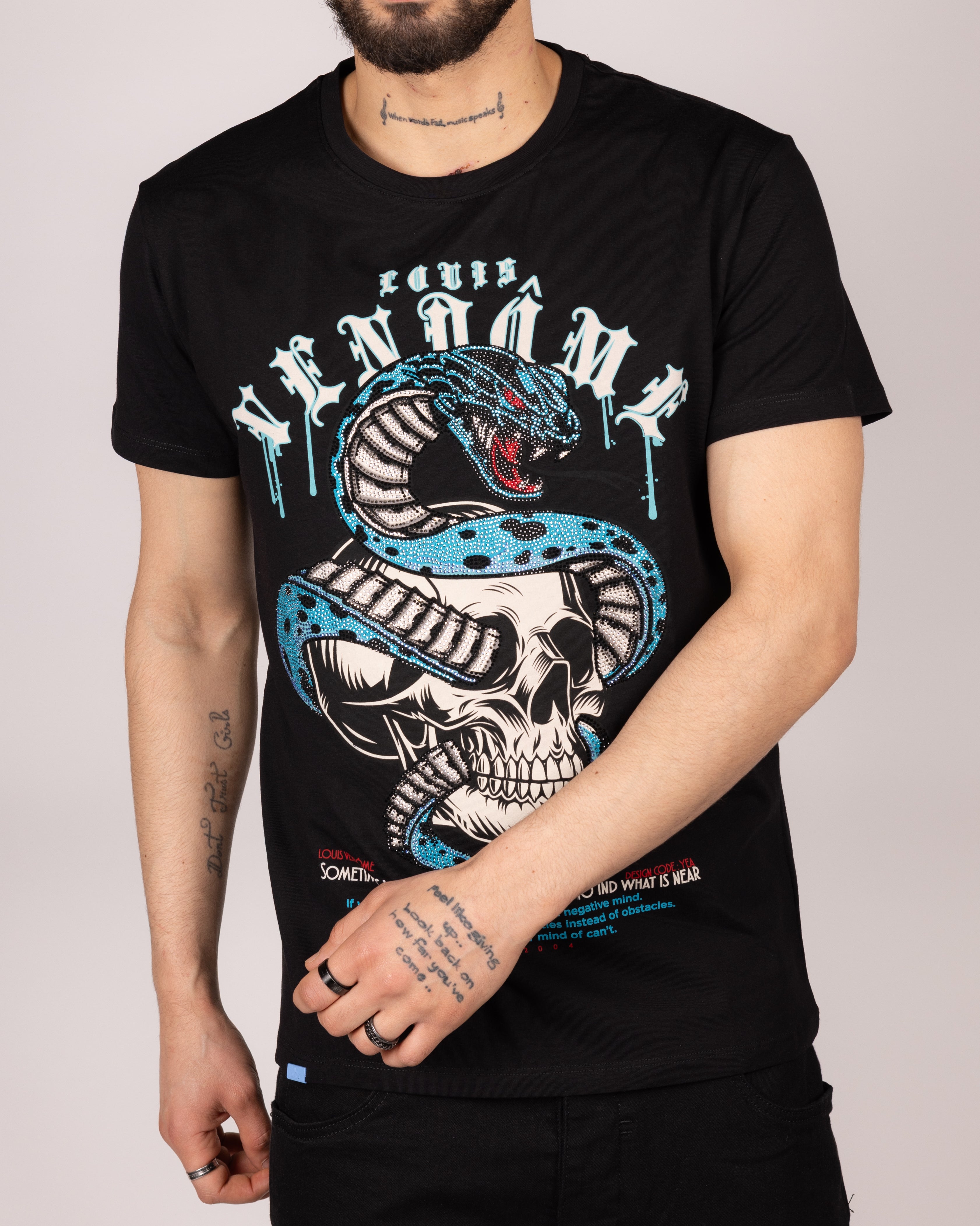 Diamante Venom Skull Serpent T-Shirt