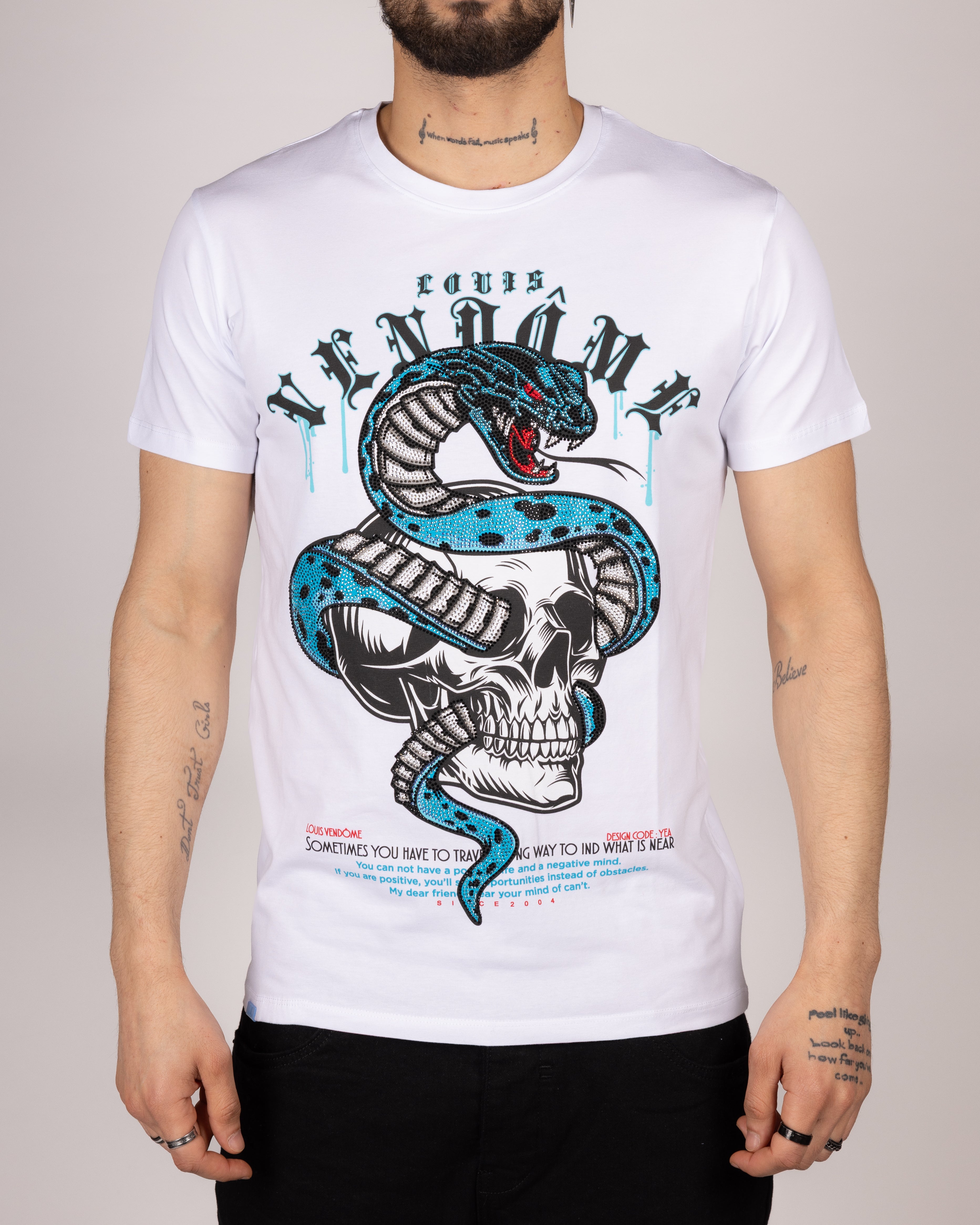 Diamante Venom Skull Serpent T-Shirt