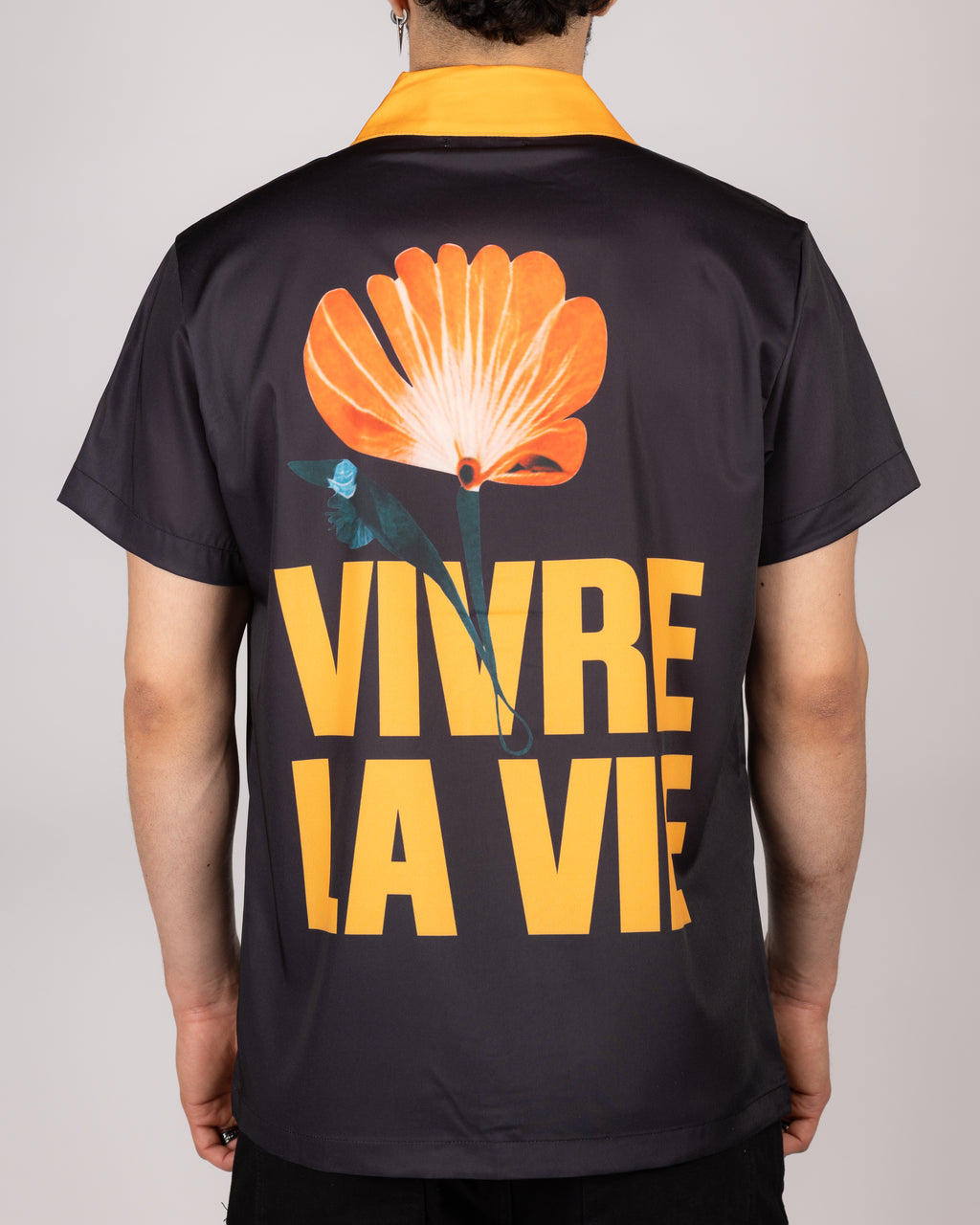 Cuban Collar Vivre La Vie Floral Print Shirt