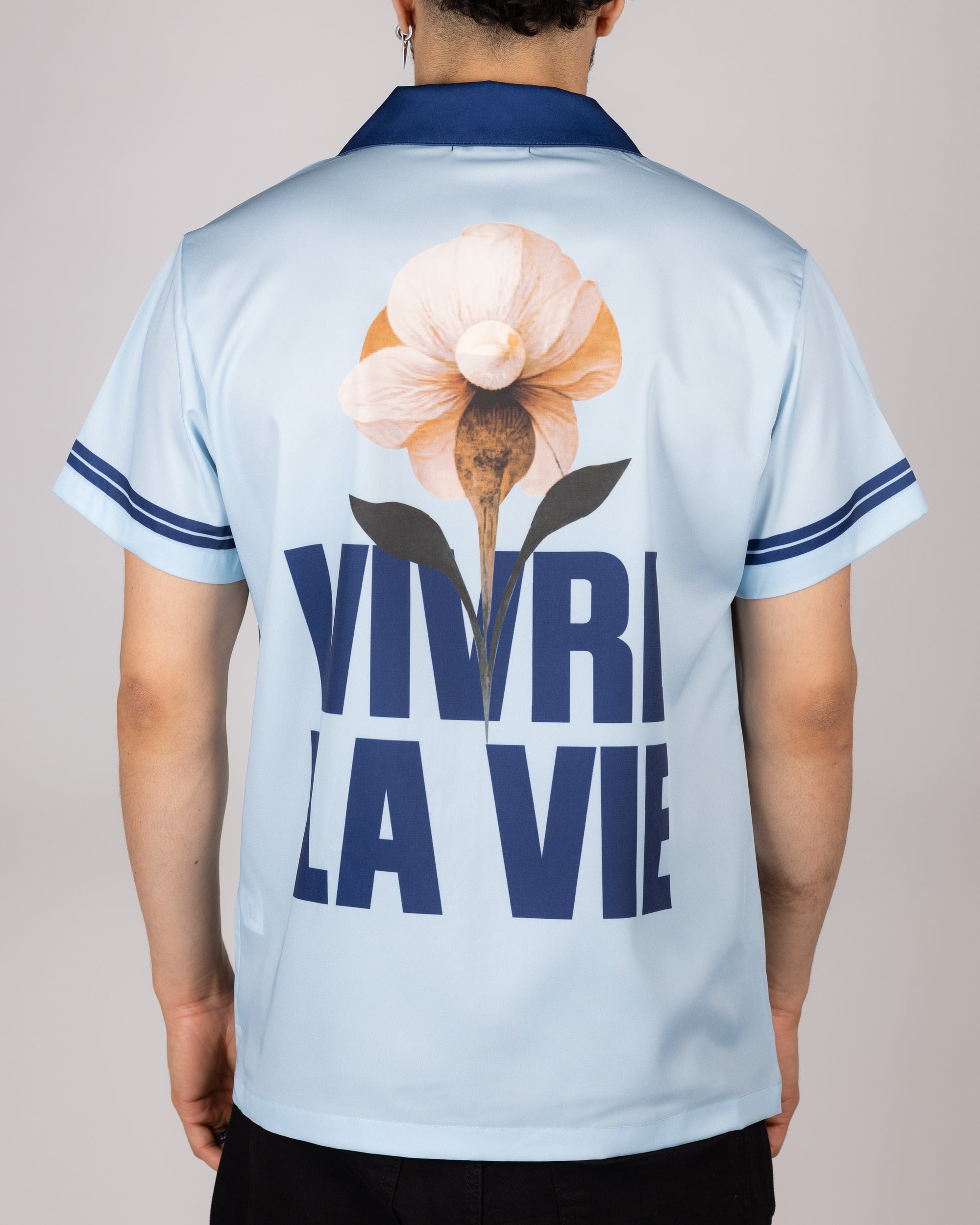 Cuban Collar Vivre La Vie Floral Print Shirt