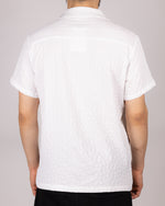 Textured Embroidered Cuban Collar Short Sleeve Shirt