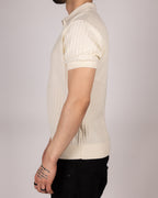 Open Collared Ribbed Polo Shirt
