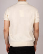 Open Collared Ribbed Polo Shirt