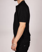 Open Collared Ribbed Polo Shirt