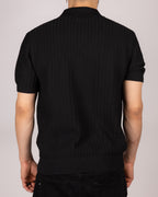 Open Collared Ribbed Polo Shirt