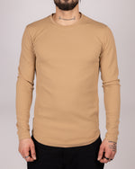 Camel Textured Long Sleeve Top