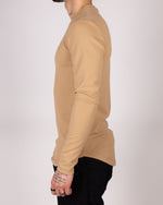 Camel Textured Long Sleeve Top