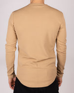 Camel Textured Long Sleeve Top