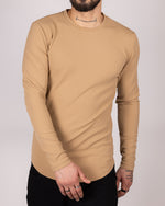 Camel Textured Long Sleeve Top