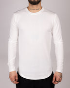 Muscle Fit White Textured Long Sleeve Top