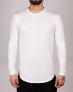 White Textured Long Sleeve Top