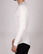 White Textured Long Sleeve Top