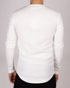 Muscle Fit White Textured Long Sleeve Top