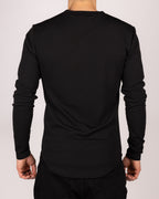 Muscle Fit Black Textured Long Sleeve Top