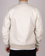 Bomber Faux Leather Jacket With Ribbed Trim