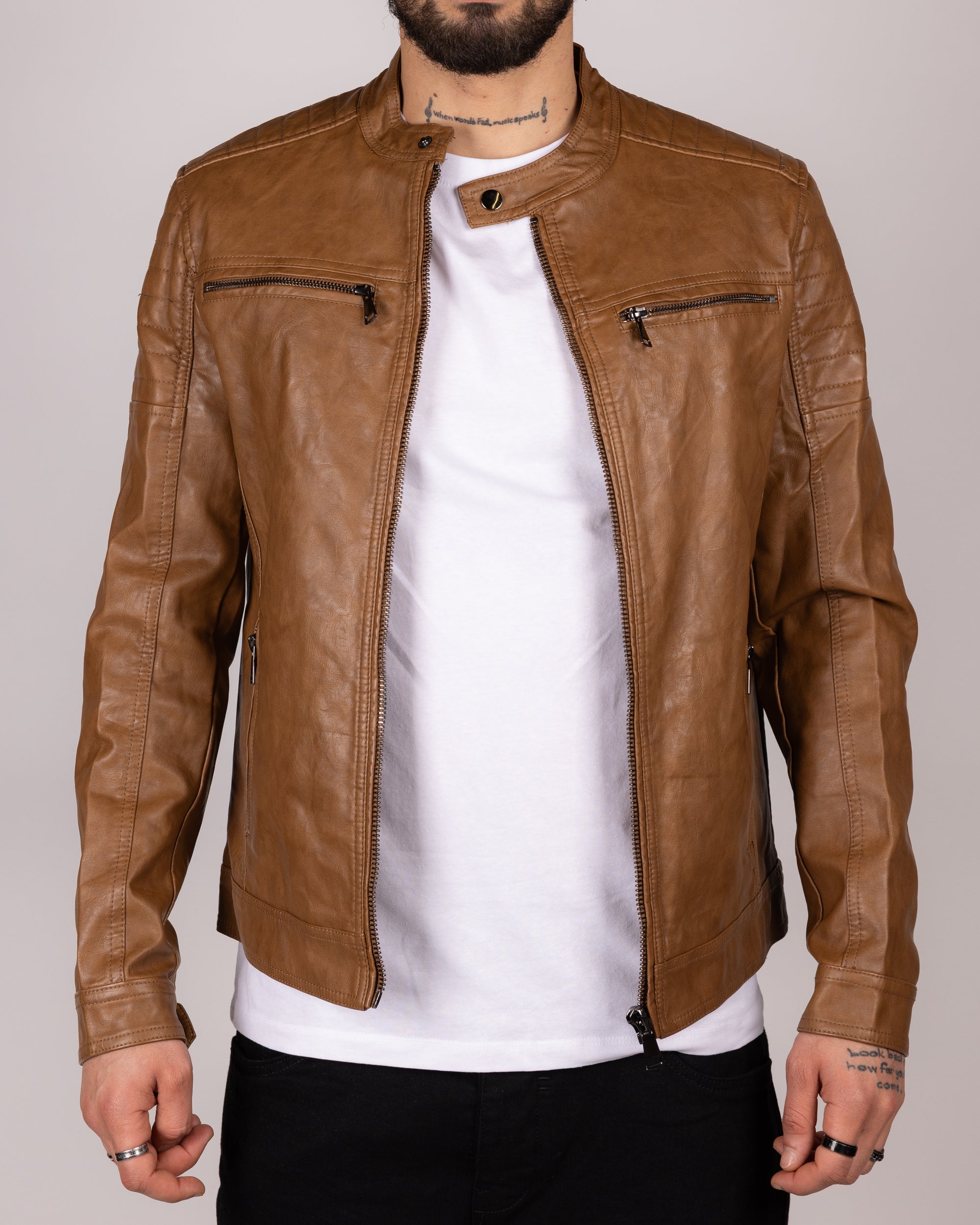Vintage Faux Leather Biker Jacket