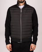 Quilted Zip Up Jacket With Knitted Sleeves