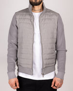 Quilted Zip Up Jacket With Knitted Sleeves