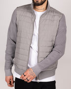Quilted Zip Up Jacket With Knitted Sleeves