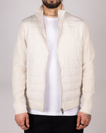 Quilted Zip Up Jacket With Knitted Sleeves