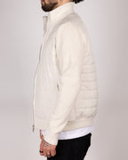 Quilted Zip Up Jacket With Knitted Sleeves