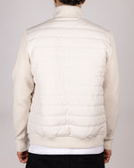 Quilted Zip Up Jacket With Knitted Sleeves