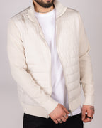 Quilted Zip Up Jacket With Knitted Sleeves