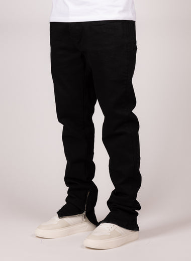 Slim Fit Denim Black Jeans With Exposed Ankle Zippers