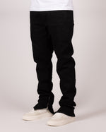 Slim Fit Denim Black Jeans With Exposed Ankle Zippers