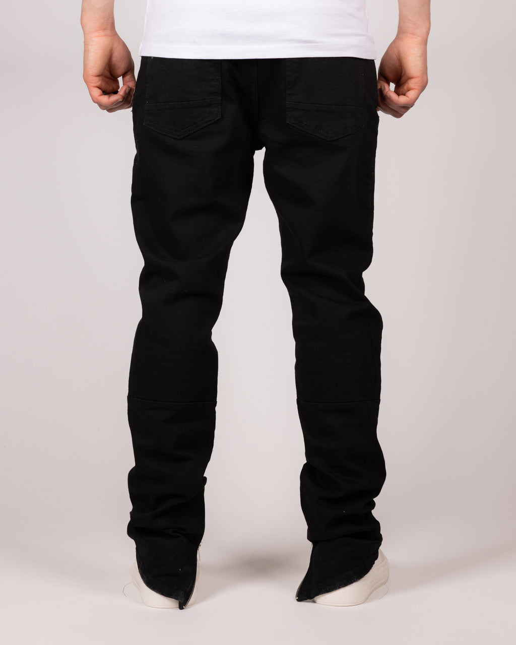 Slim Fit Denim Black Jeans With Exposed Ankle Zippers