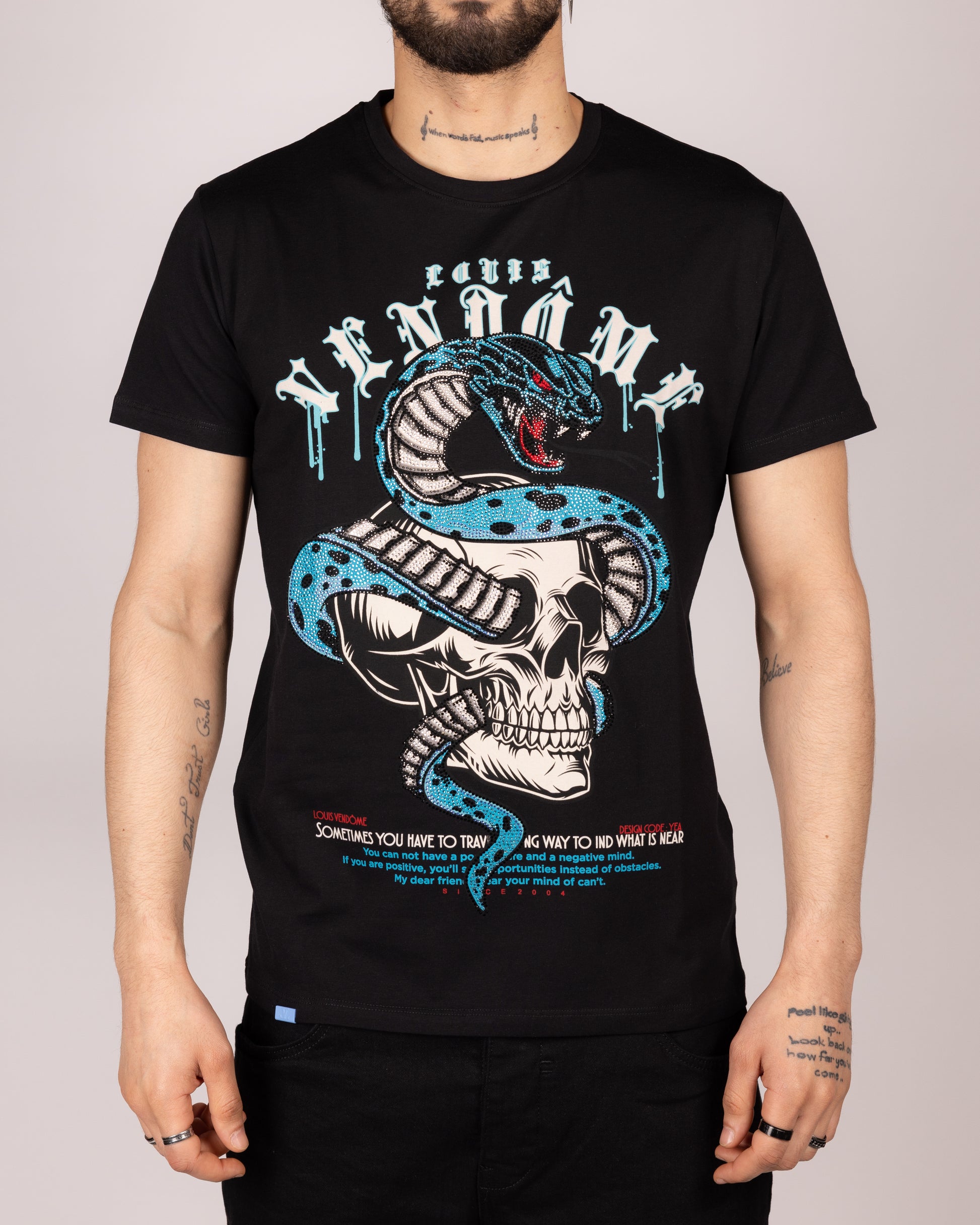 Diamante Venom Skull Serpent T-Shirt