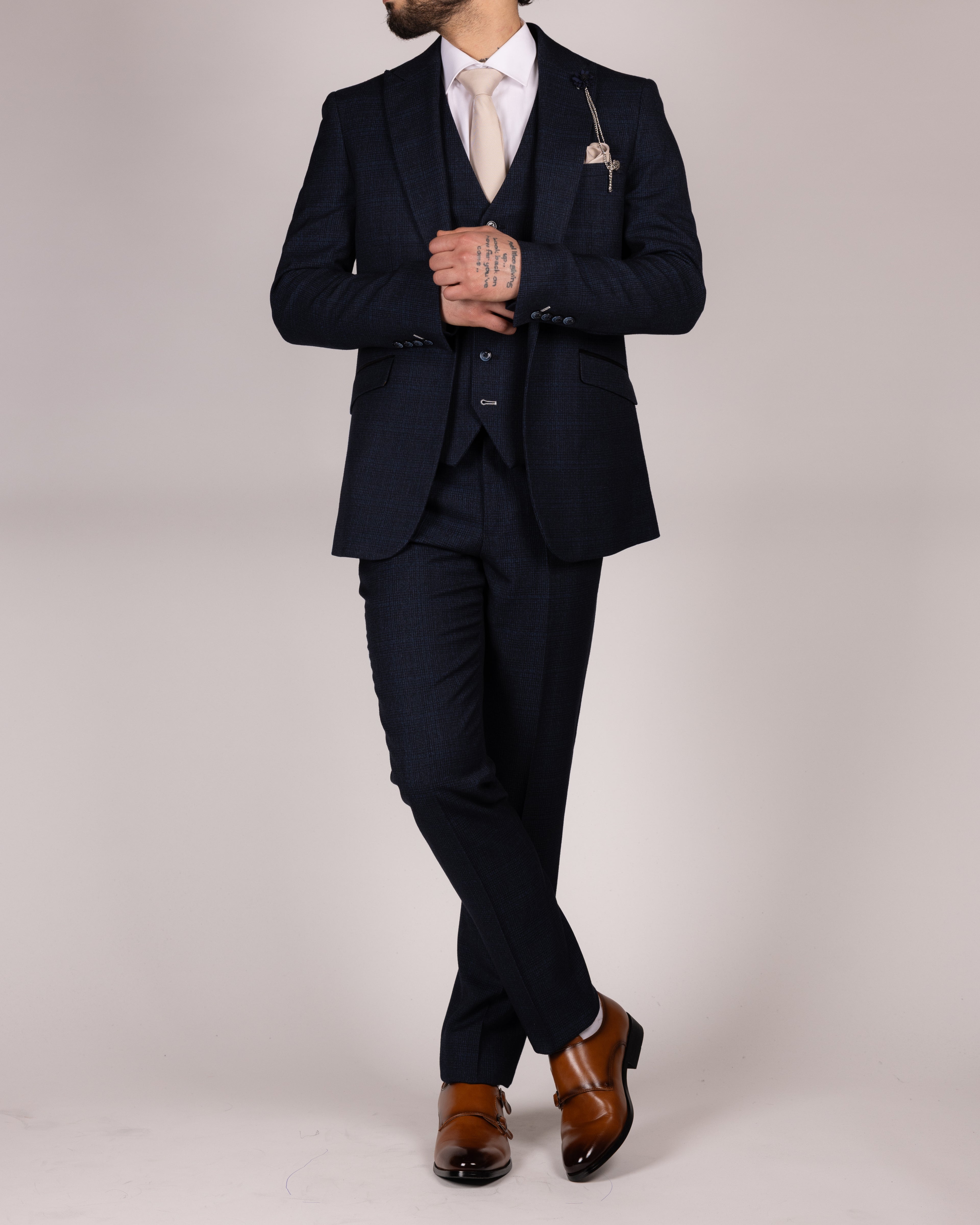 Caridi - Navy Slim Fit Trousers