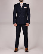 Caridi - Navy Slim Fit Double Breasted Blazer
