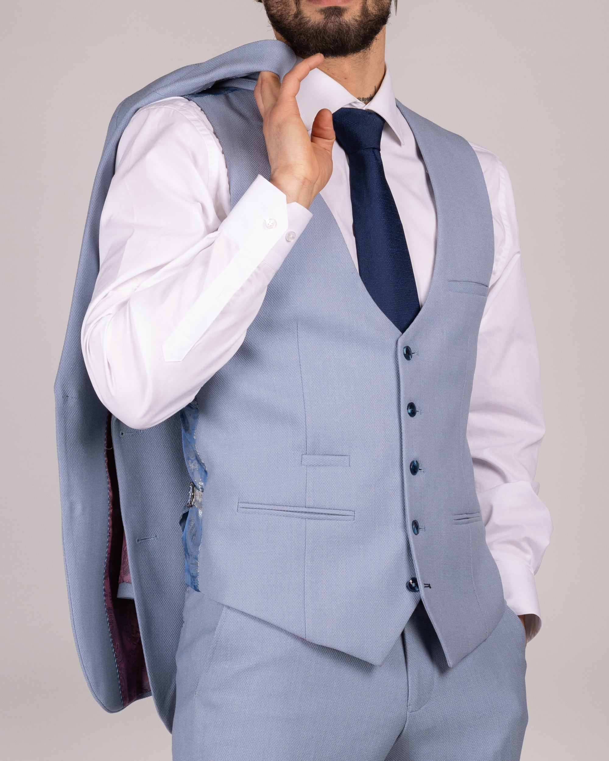 HM5 - Sky Blue Single Breasted Waistcoat