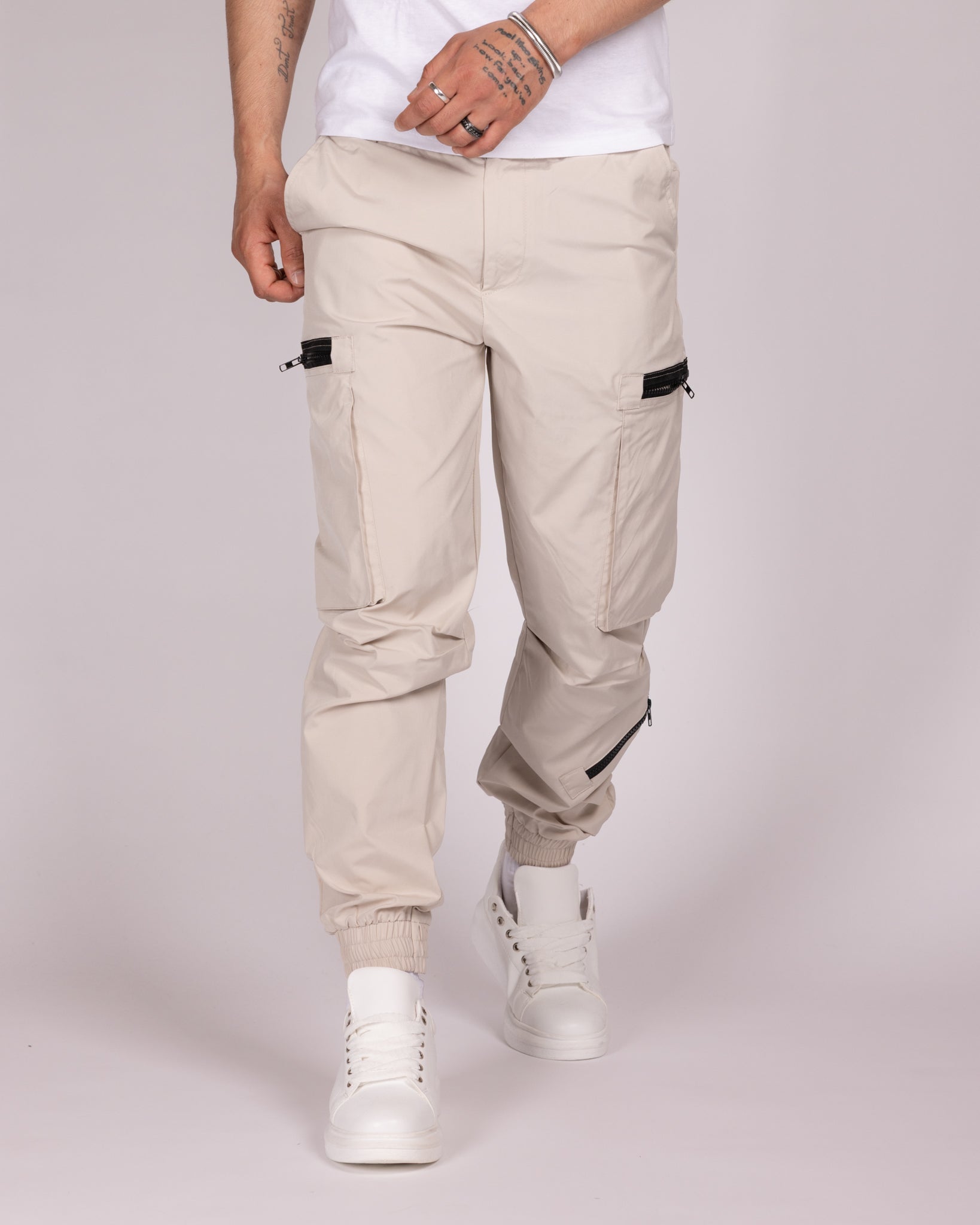 Slim Fit Zip Pocket Cargo Joggers – Milano Couture