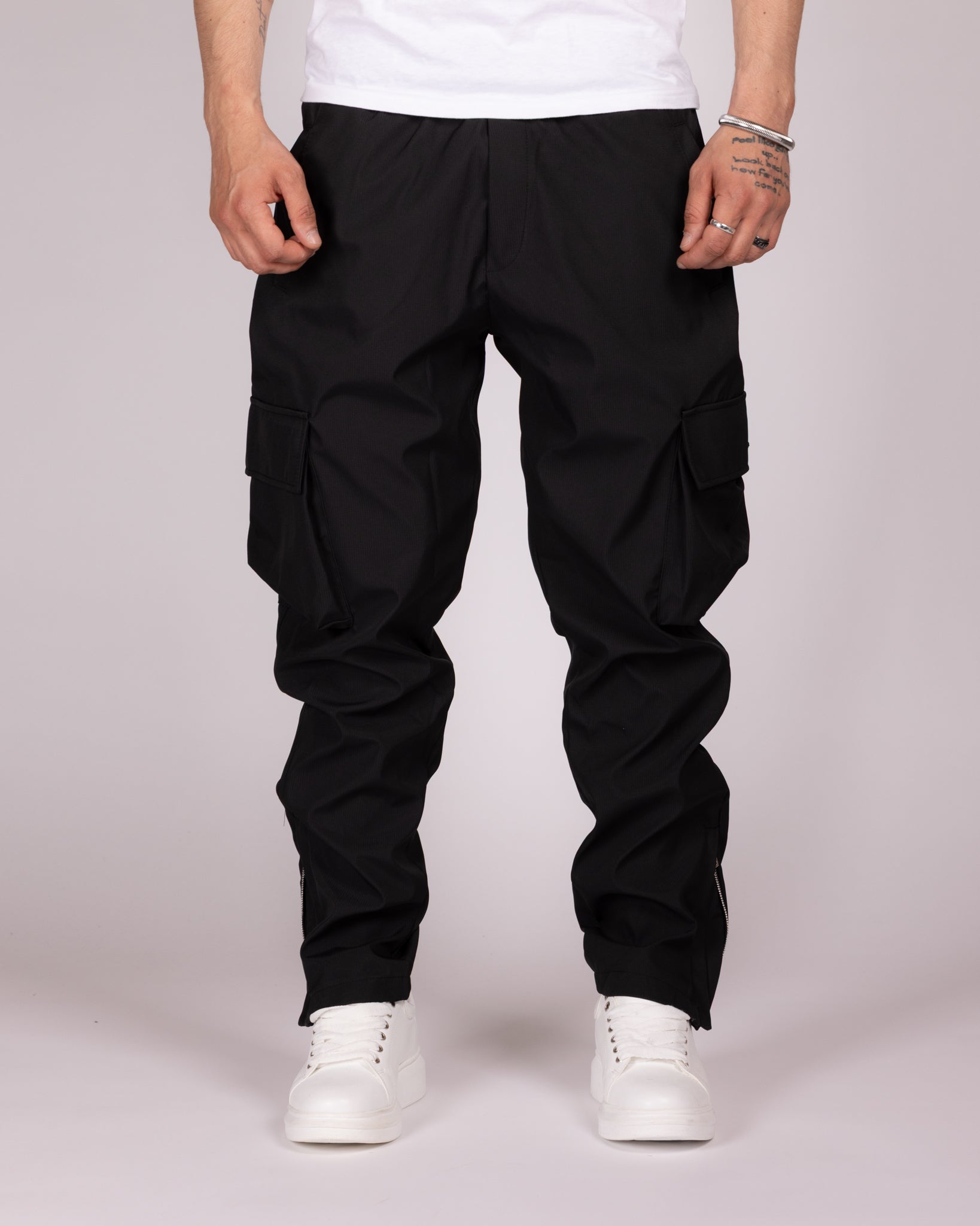 Relaxed Fit Cargo Pants with Zip Ankles