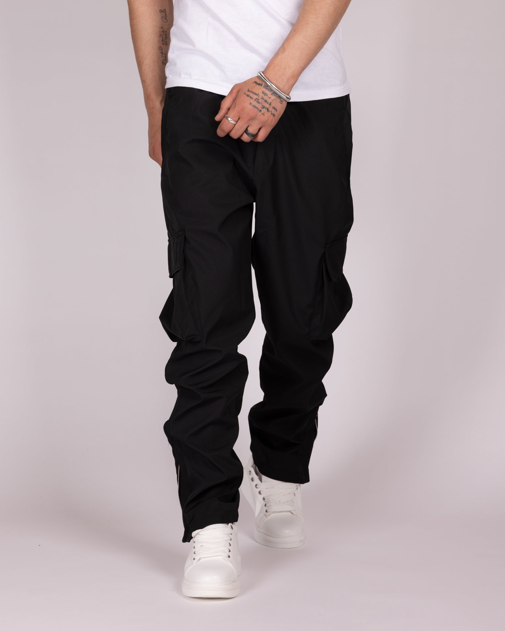 Relaxed Fit Cargo Pants with Zip Ankles