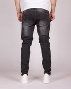 Skinny Fit Grey Wash Ripped Jeans with Heavy Distressing