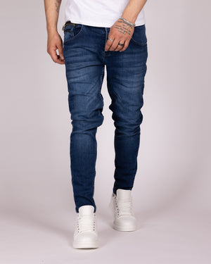 Skinny Fit Dark Wash Zip Pocket Jeans