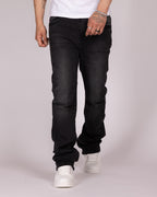 Slim Fit Washed Black Panelled Jeans with Knee Seam Detail