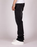 Slim Fit Washed Black Panelled Jeans with Knee Seam Detail