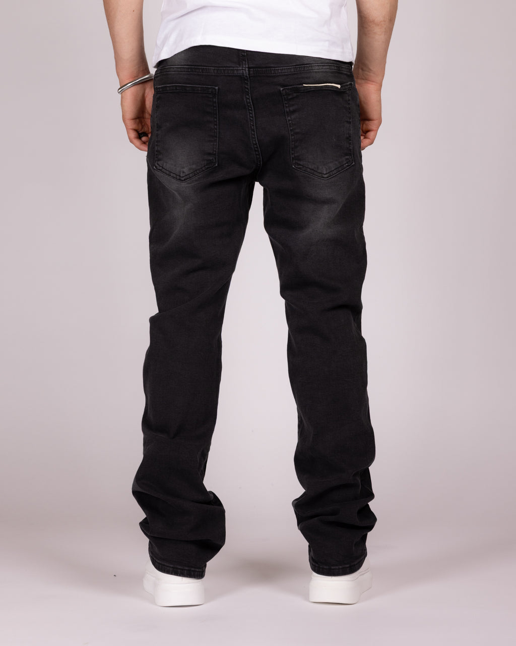 Slim Fit Washed Black Panelled Jeans with Knee Seam Detail