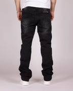 Slim Fit Washed Black Panelled Jeans with Knee Seam Detail