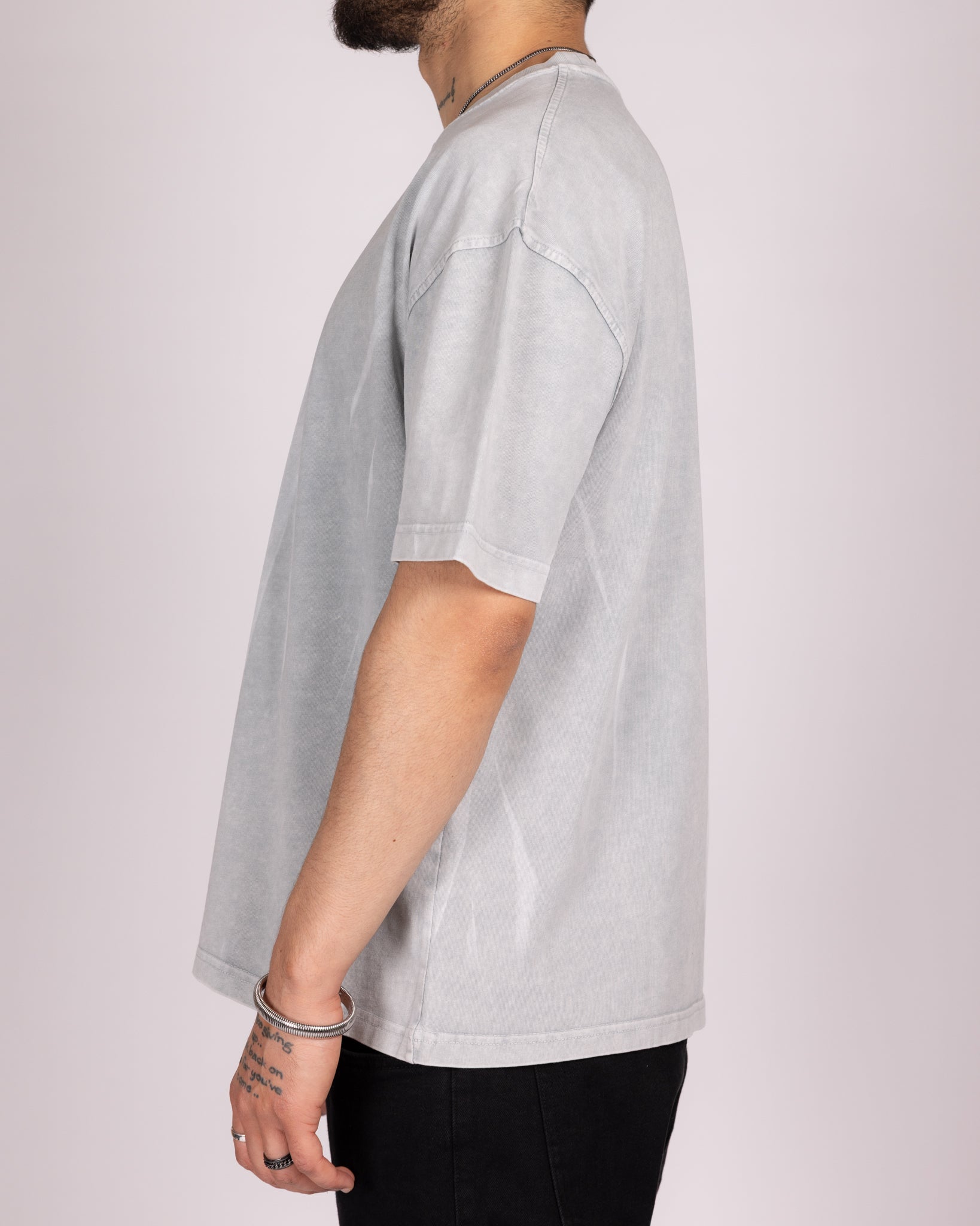 Oversized Graphic Dye T-Shirt with Washed Flame Effect
