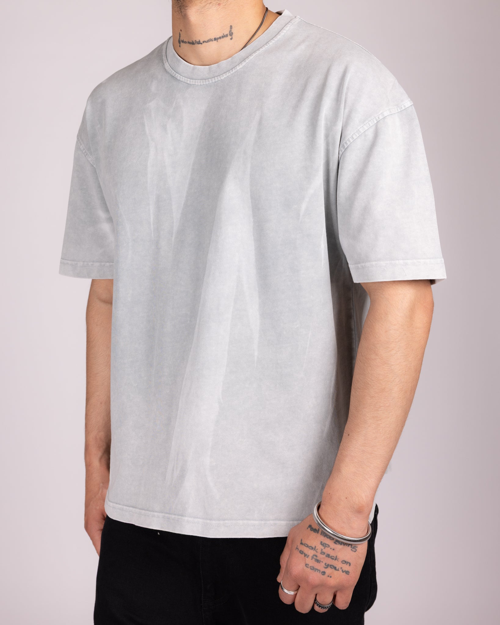 Oversized Graphic Dye T-Shirt with Washed Flame Effect