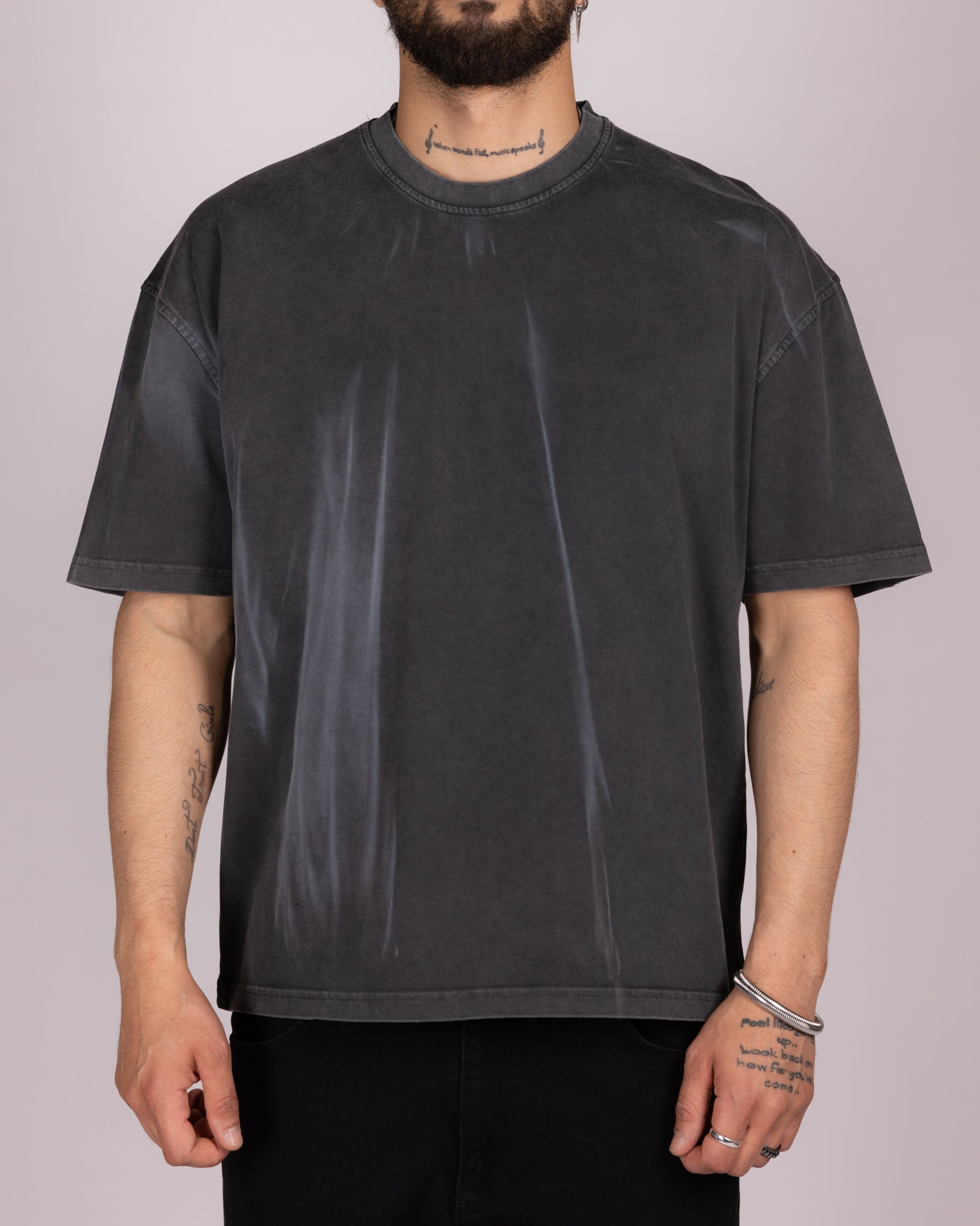 Oversized Graphic Dye T-Shirt with Washed Flame Effect